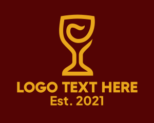Wine Barrel - Golden Wine Goblet logo design