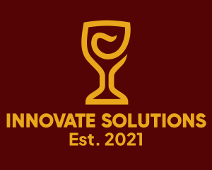 Wine Tasting - Golden Wine Goblet logo design