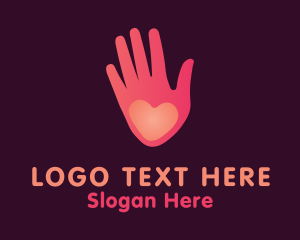 Valentine - Pink Heart Hand Healing logo design