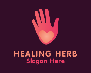 Pink Heart Hand Healing logo design