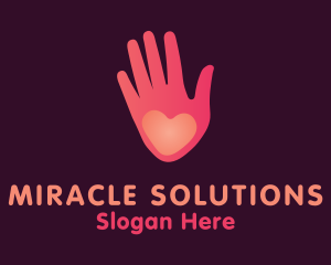Miracle - Pink Heart Hand Healing logo design