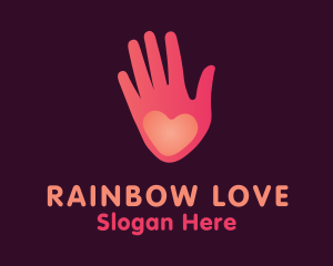 Pink Heart Hand Healing logo design