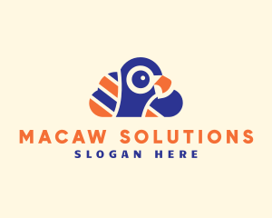 Macaw - Bird Head Cloud logo design