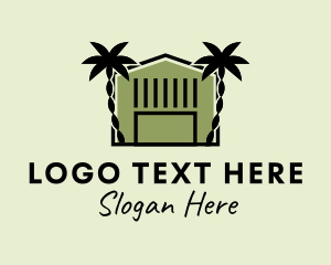Logistics - Tropical Warehouse Building logo design