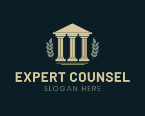 Counsel - Modern Pillar Legal Courthouse logo design