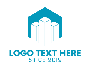 Negative Space - Blue Hexagon Tower logo design