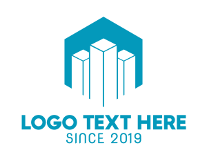 Blue Building - Blue Hexagon Tower logo design