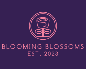 Blooming - Minimalist Rosebud Flower Candle logo design