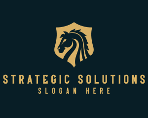 Strategy - Stallion Horse Shield Equine logo design