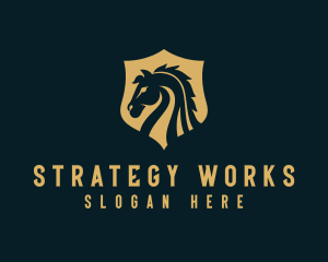 Stallion Horse Shield Equine logo design