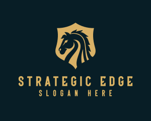 Strategy - Stallion Horse Shield Equine logo design