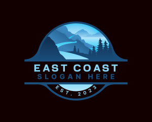 East - Pathway Mountain Scenery logo design