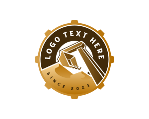 Mining - Mountain Excavator Cog logo design