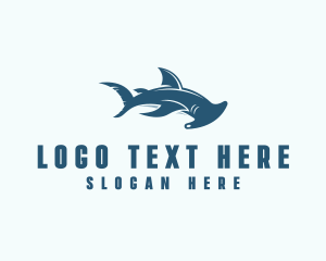 Diving - Ocean Hammer Head Shark logo design