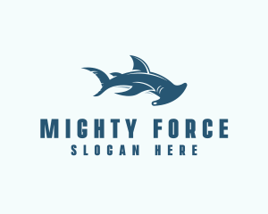 Powerful - Ocean Hammer Head Shark logo design