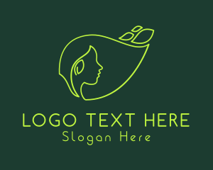 Vegetarian - Lady Hair Leaf logo design