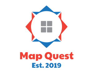 Maps - Red Blue House Compass logo design