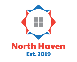 North - Red Blue House Compass logo design