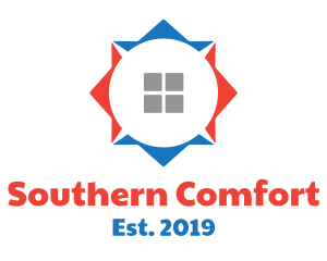 South - Red Blue House Compass logo design