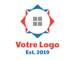 Locator - Red Blue House Compass logo design