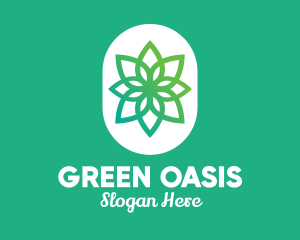 Green Lotus Flower  logo design