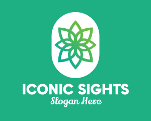 Green Lotus Flower  logo design