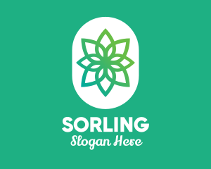 Green Lotus Flower  logo design