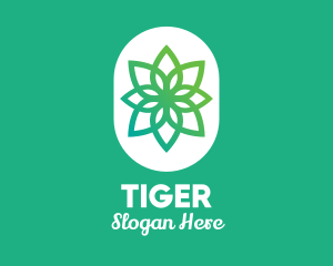 Green Lotus Flower  logo design