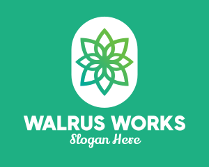 Green Lotus Flower  logo design