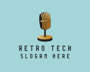 Retro Microphone Audio logo design