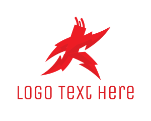 Thunder - Red Lightning Run logo design