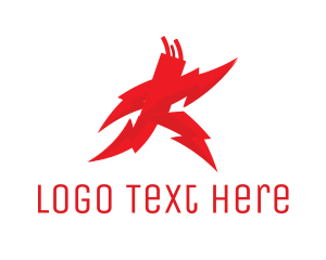 Lightning - Red Lightning Run logo design