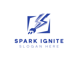 Plug Lightning Spark logo design