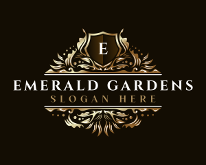 Floral Shield Garden logo design