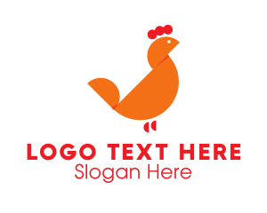Farm Animal - Orange Chicken Hen logo design