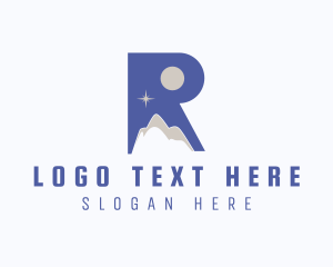 Recreation - Night Mountain Sky Letter R logo design