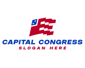Congress - Patriotic Flag Letter E logo design