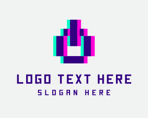 Streaming - Pixel Power Glitch logo design