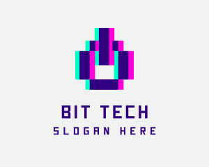 Pixel Power Glitch logo design