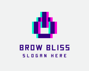 Pixel Power Glitch logo design