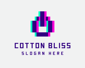 Pixel Power Glitch logo design