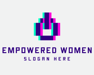 Pixel Power Glitch logo design