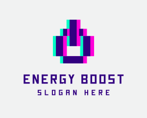 Power - Pixel Power Glitch logo design