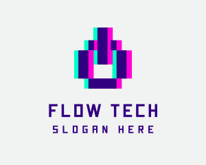 Pixel Power Glitch logo design