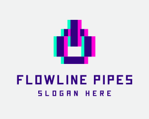 Pixel Power Glitch logo design