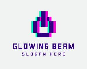 Pixel Power Glitch logo design