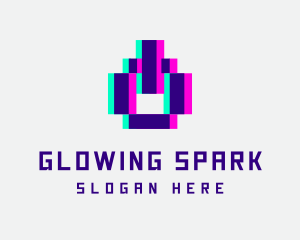 Pixel Power Glitch logo design