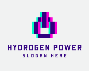 Pixel Power Glitch logo design