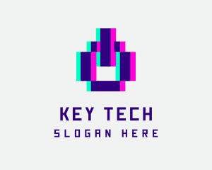 Pixel Power Glitch logo design