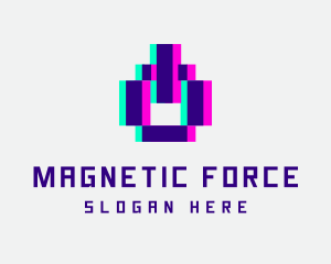 Pixel Power Glitch logo design